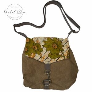 Rachel Elise Olive Canvas Floral Crossbody Bag